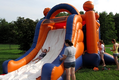 The slide on the Moonbounce