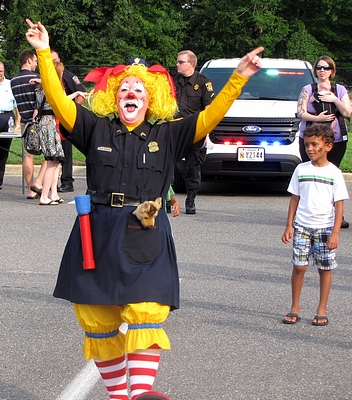 A police clown entertained.