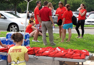 Target also had volunteers, and gave away backpacks and frisbees